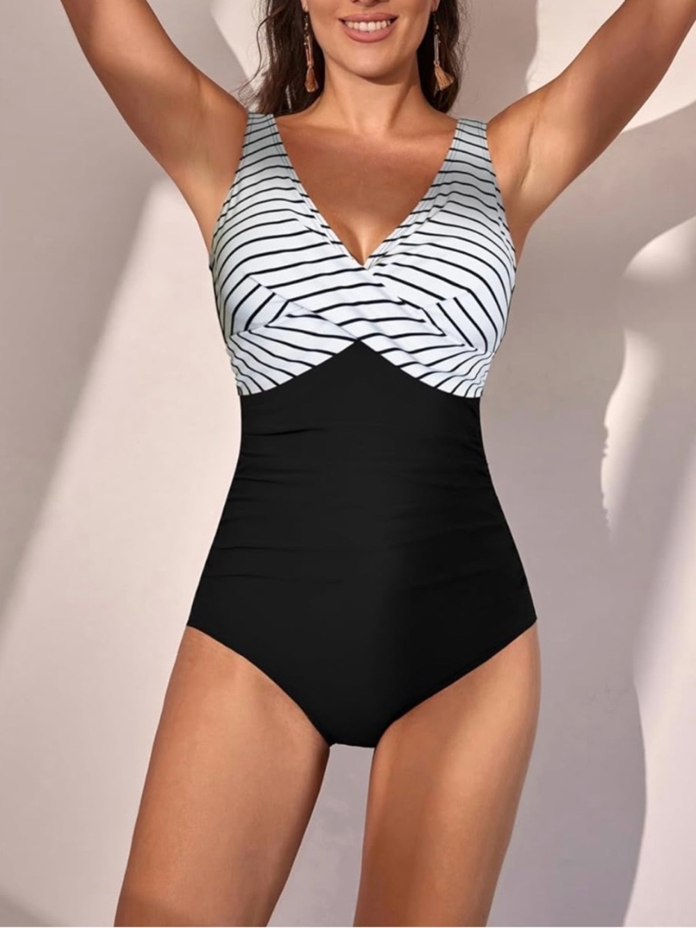 Black and white swimsuit for the beach, size XL.